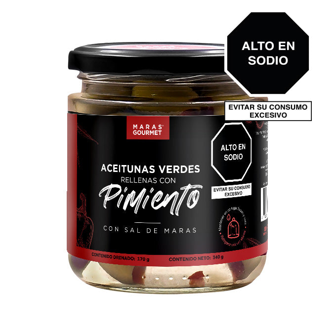 Aceitunas Verdes con Sal de Maras Rellenas con Pimiento